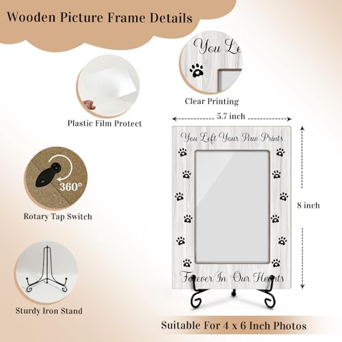 Pet Memorial Frame - Your Paw Prints Forever, Wooden Picture Frame Gift - 4x6 Stand - Vertical for Tabletop