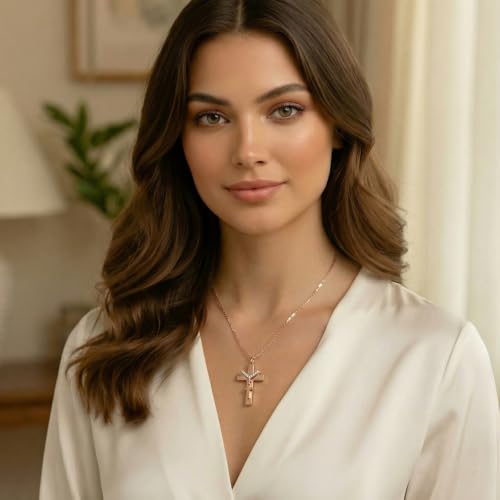 Cross Urn Necklace for Ashes Cremation Jewelry with Mini Keepsake Engraved Memorial Ash Pendant for Loved Ones Sympathy Gift - With Me Always - color: Rose Gold-With Me Always