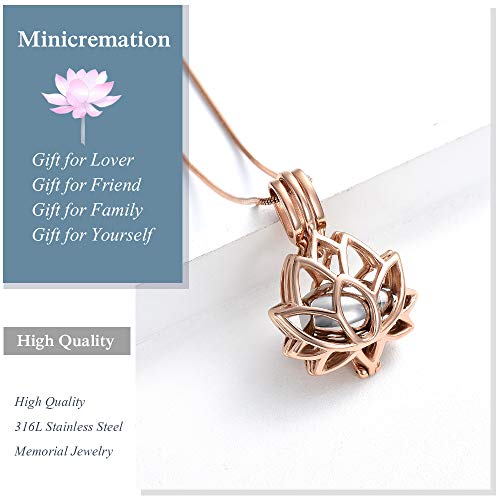Cremation Jewelry Urn Necklace for Ashes with Hollow Mini Ball Keepsake Urn Pendant Memorial Jewelry for Ashes - color: Rose