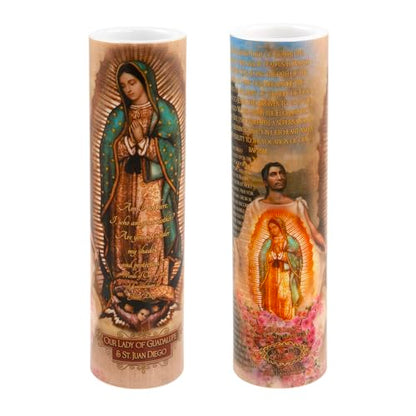 Our Lady of Guadulpe with Juan Diego, LED Flameless Devotional Prayer Candle
