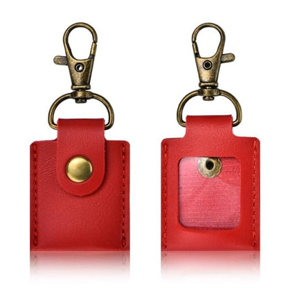 Leather Photo Frame Keychains for Women Men Birthday Anniversary Christmas Gifts - color: Red