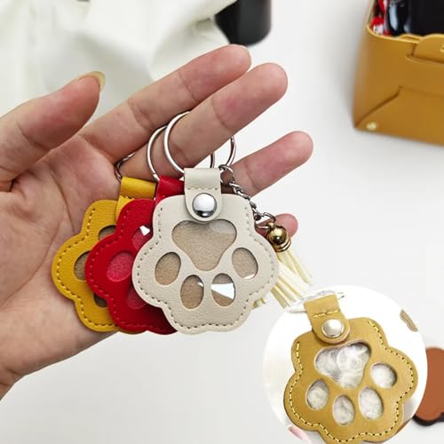 Cat Dog Hair Storage Keychain, Pet Hair Keychain, Fur Keepsake Keyring | Pet Memorial Gifts, Cat & Dog Lovers Gifts - color: Red
