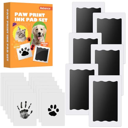 Nabance Inkless Paw Print Kit for Dogs Cat, Mess-Free Pet Paw & Nose Print | 6 Clean Touch Ink Pads and 12 Imprint Cards, Baby Footprint Kit, Dog Paw Print Kit Keepsake Gift for Owners & New Moms - size: Medium(6 Pack)