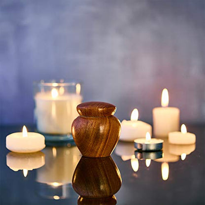Jetec 2 Pcs Mini Urns for Human Ashes Wood Small Keepsake Cremation Urn Grain for Human or Pet Ashes Funeral Small Memorial Token Urn with Satin Bag & Funnel
