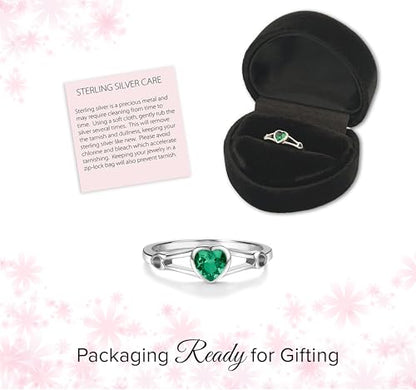 Precious Pieces Heart Birthstone Ring, 925 Sterling Silver | Available in all 12 simulated birthstones for babies, little girls & pinky rings. A meaningful birthday keepsake. - color: 08-August Size 4