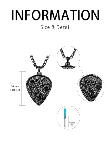 Guitar Pick Necklace Music Soundwave Guitar Pick Pendant with Music Note Jewelry Musicians Gifts - color: 2-Black