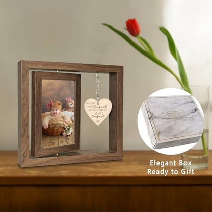 EYITUPC Rotating Wooden Great Grandparents Frame, Great Grandparents Gift | Fit Two 4x6 Photos, Gift Box Included, Only the Best Grandparents Get Promoted to Great Grandparents Quote - color: Only The Best Grandparents Get Promoted To Great Grandparents