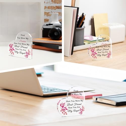 Sympathy Gifts for Loss of Sister Acrylic Heart Keepsake Sister Memorial Desk Sign In Memory of Sister Plaque Bereavement Condolences Funeral Grief Sympathy Gifts Acrylic Heart Keepsake