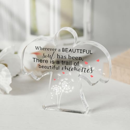 Sympathy Gifts, Angel Acrylic Memorial Condolence Gift, Grieving Gift, Remembrance Grief Dandelion Theme Gifts for Loss of Loved One, Sympathy Sign for Home Living Room Table Centerpiece Decor - style: 025