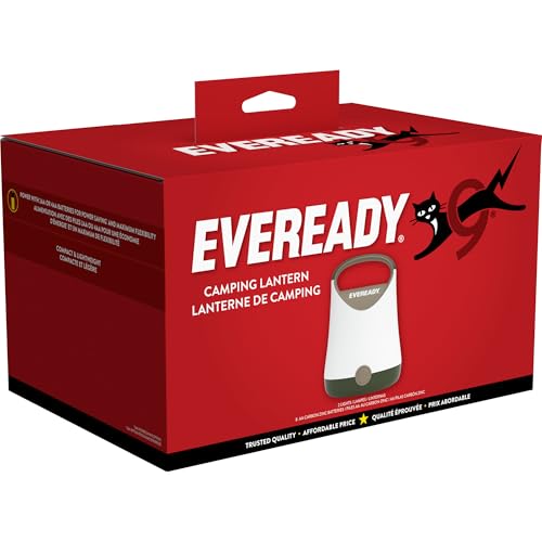 Eveready LED Camping Lantern X-250 (2-Pack), Super Bright Tent Lights, Rugged Water Resistant LED Lanterns, 100 Hour Run-time (Batteries Included), Green/Tan - color: Green/Tan, size: 2-Pack