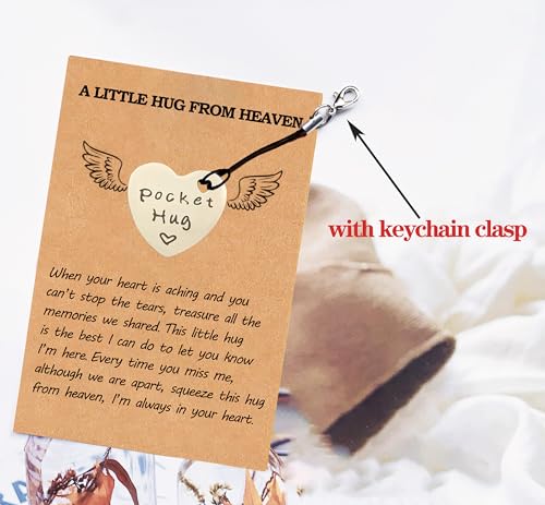 Pocket Hug from Heaven, Memorial Token Gift for Loss of Someone, Thinking of You Keepsake Keychain with Card