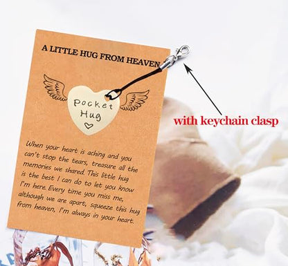 Pocket Hug from Heaven, Memorial Token Gift for Loss of Someone, Thinking of You Keepsake Keychain with Card