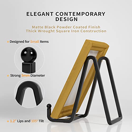 IPAME 3 Pack 3 Inch Plate Stands for Display - Metal Square Wire Plate Holder Display Stand + Picture Frame Stand Holder Easel for Decorative Plate, Book, Plaque, Photo, Platter (Black 3pcs) - size: 3 Inch