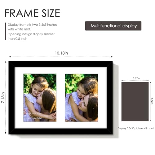 DUENPY 6x9 Double Collage Frame For 2 3.5x5 Photos Black - color: Black, size: 6x9（3.5x5 opening）