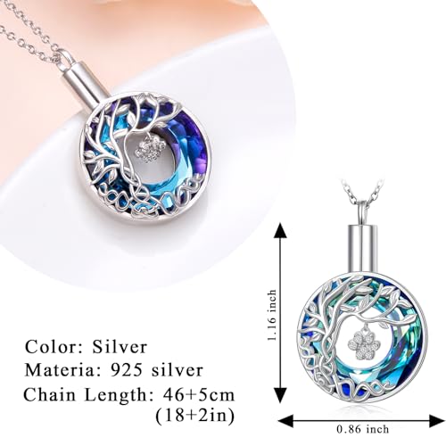 DAOCHONG Pet Paw Print Tree of Life Urn Necklace for Dog Cat Ashes Memorial | Sterling Silver Pet Cremation Pendant | Paw Print Keepsake | Memorial for Pet Loss - style: Paw Print Tree of Life Urn Necklaces