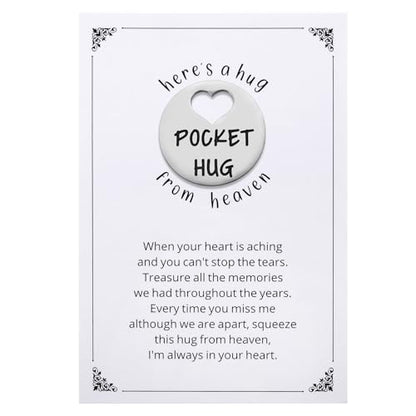 Ralukiia Pocket Hug from Heaven, Metal Engraved Token, Memorial Gift for Loss of Mom Dad Son Daughter Husband Wife Grandpa Grandma Brother Sister, Sympathy Condolence Gifts, Silver - color: silver