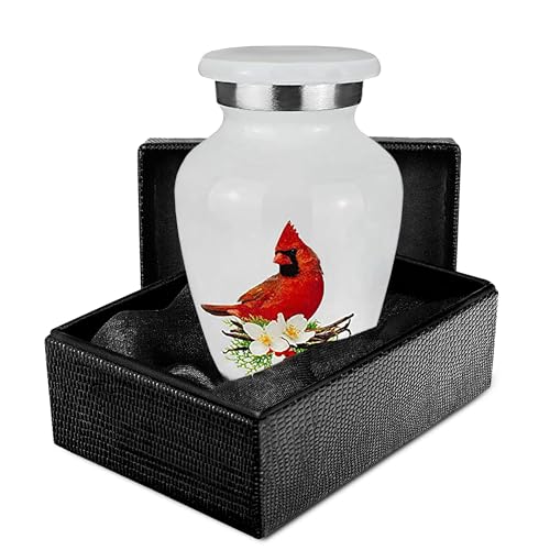 Trupoint Memorials Small Urns for Human Ashes Keepsake, Decorative Mini Cremation Urn for Adult Men & Women – Set of 4, Red Cardinal - color: Red Cardinal, size: Keepsake