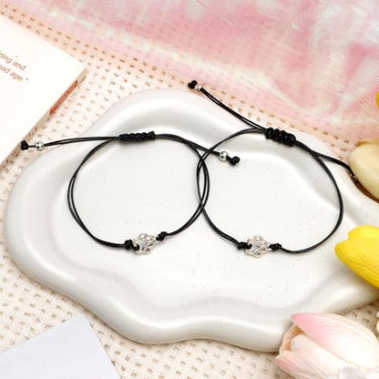 Aelciyue Pet Memorial Mothers Day Birthday Xmas Valentines Day Gifts for Loss Of Cats Dogs Mom Dad Paw Print Gifts Bracelets - style: Black Rope-2Pcs-01