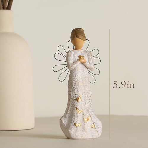 Sympathy Angel Figurines for Loss of Loved Ones Angel Statues | Home Decor Serenity Prayer Gifts for Women Resin Sculpted Hand-Painted Figure Bereavement Gift Praying Hands Statue - style: Sympathy Angle( Heart Style)