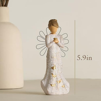 Sympathy Angel Figurines for Loss of Loved Ones Angel Statues | Home Decor Serenity Prayer Gifts for Women Resin Sculpted Hand-Painted Figure Bereavement Gift Praying Hands Statue - style: Sympathy Angle( Heart Style)
