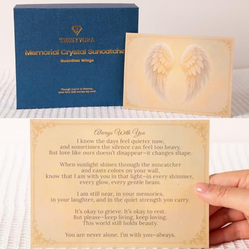 Sympathy Gift for Loss of Loved One,Angel Wing Sun Catcher,Memorial Gifts | A Piece of My Heart is in Heaven,Crystal Suncatcher for Windows, Bereavement & Grief Gift for Women, Remembrance Decor