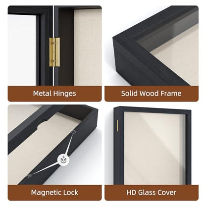 Love-KANKEI Deep Large Shadow Box 13x16.5,Solid Wood Frame,Memory Box,Black - color: Black, size: 13 x 16.5