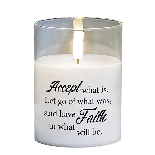 Cottage Garden PGC-04-42SWH Faith in What Will Be 4 x 3 Inch Flickering Flame LED Glass Candle - style: Faith In What Will Be