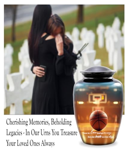 Basketball Cremation Urn – Adult Urn for Human Ashes – Perfect Tribute for a Basketball Fan – Sports Memorial Urn for Men and Women – Arena & Hoop Design – Urn Holds up to 210 lbs (Large)