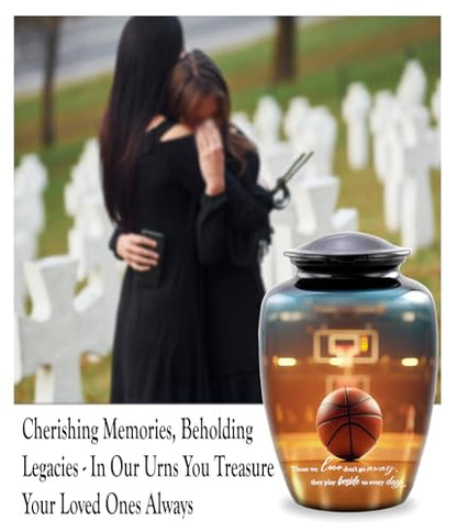 Basketball Cremation Urn – Adult Urn for Human Ashes – Perfect Tribute for a Basketball Fan – Sports Memorial Urn for Men and Women – Arena & Hoop Design – Urn Holds up to 210 lbs (Large)