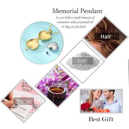 zeqingjw Pet Cremation Jewelry for Ashes Pendant Paw Print Pet Heart Urn Necklace Memorial Keepsake Jewelry for Pet/Dog's/Cat's Ashes - color: Wing Heart-Gold