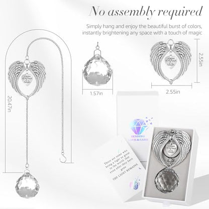 Memorial Sympathy Gifts for Loss of Loved One, Memorial Crystal Suncatcher | Heart-Wings Suncatcher for Mother Remembrance, Miscarriage & Bereavement Grief Gift Ideas for Loss of Mom Dad Husband Baby