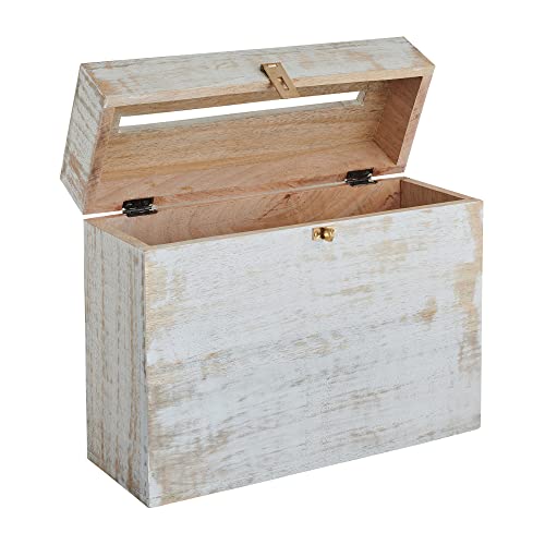 Wooden Wedding Card Box with Lock and Card Slot for Reception, Party W2 - color: White