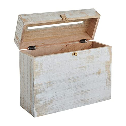 Wooden Wedding Card Box with Lock and Card Slot for Reception, Party W2 - color: White