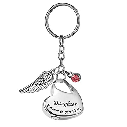 Daughter Forever in My Heart Stainless Steel Memorial Keepsake Urn Keychains Cremation Jewelry for Ashes Customized - color: Daughter - Customized