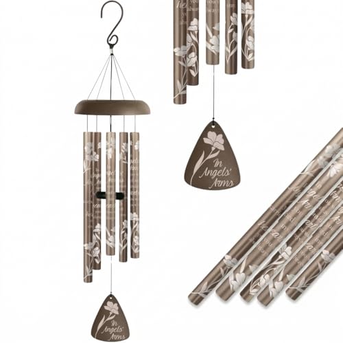 Carson 30" 'Angels' Arms' Memorial Wind Chime to Remember Loved One | Powder Coated Aluminum with Sympathy Saying for Gravesite, Funeral Gift, or Patio