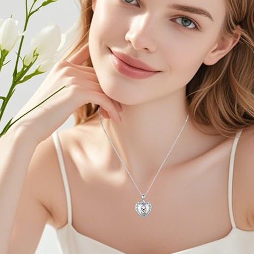 MEDWISE 925 Sterling Silver Locket Necklace That Holds Pictures Photo Necklace Oxidized Rose Flower/Sunflower/Compass/Celtic Heart Pendnat Lockets Gifts for Women Birthday Christmas Gifts - style: J-Custom Koala