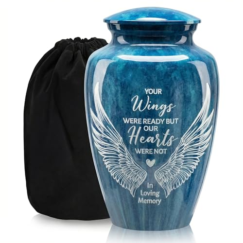 Emvency Urn for Ashes, Metal Alloy, 10" H x 6" W, Angel Wings - color: Wings