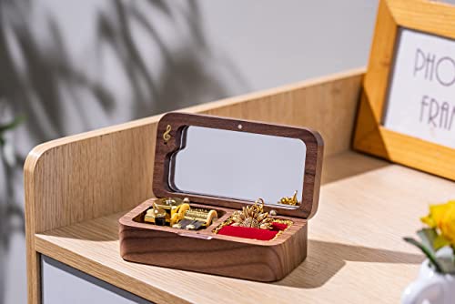 BELLA GLOBE You Are My Sunshine Music Box with You Are My Sunshine Sunflower Necklace Gift for Women Mom Grandma Daughter Sunflower Pendant Necklace in Wind Up Wood Jewelry Music Box - color: Music Box with Necklace