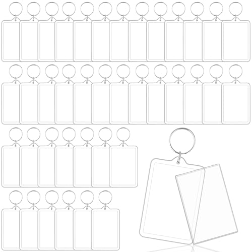 2 x 3 Inch Picture Frame Keychain,Blank Acrylic Photo Insert Keychain with Split Key Rings Clear Rectangle Pendant Picture Frames for Family,DIY Projects & Craft(Fit 1.73 × 2.75inch Pic）-40 PCS