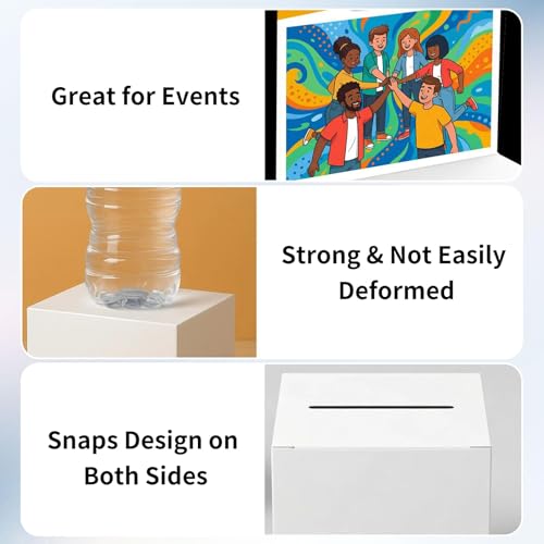 15 Pack Raffle Box Ballot Box with Slot, 6 x 6 x 6 Inch White Cardboard Suggestion Box with Removable Header, for Collecting Business Card Voting Contest Fundraising Donation and Suggestion - color: White, size: 15Pack