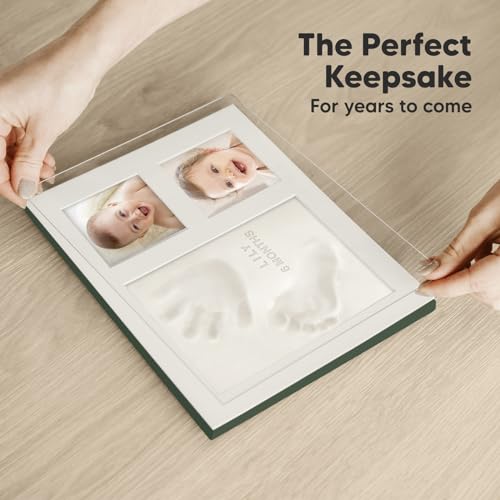 Baby Hand and Footprint Kit,Quick Dry Clay Baby Footprint Kit(Hunter Green) | Pets Paw Kit, Newborn Keepsake Picture Frame for Boys, Girls, Personalized New Mom Gifts for Shower & Registry, Grandparents - color: Hunter Green