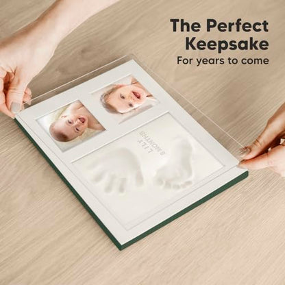 Baby Hand and Footprint Kit,Quick Dry Clay Baby Footprint Kit(Hunter Green) | Pets Paw Kit, Newborn Keepsake Picture Frame for Boys, Girls, Personalized New Mom Gifts for Shower & Registry, Grandparents - color: Hunter Green