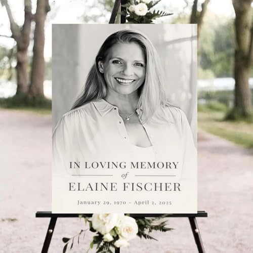 Custom Black White Funeral Welcome Sign for In Loving Memory Celebration of Life - color: Version #27