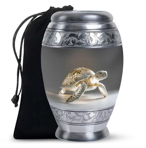 Fantasy Turtle Urn for Human Ashes - Cremation Urn Human Ashes | Turtle Urns for Human Ashes - Funeral Urns for Adult Women - Sea Turtle Urns for Female Large 200 Cubic Inches Velvet Bag - size: 10 inch (Set of 1)