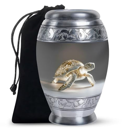 Fantasy Turtle Urn for Human Ashes - Cremation Urn Human Ashes | Turtle Urns for Human Ashes - Funeral Urns for Adult Women - Sea Turtle Urns for Female Large 200 Cubic Inches Velvet Bag - size: 10 inch (Set of 1)