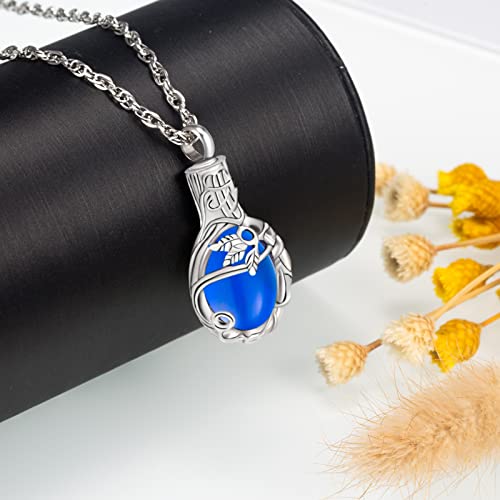 Gredstar Tree of Life Urn Necklace for Ashes, Birthstone Memorial Pendant | Teardrop Design, Love Symbol Detail, 12 Birthstone Colors, Stainless Steel, Ashes Holder, Funnel Kit Included - color: September