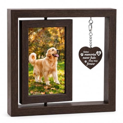 Pet Memorial Gift for Dog, Rotating Wooden Picture Frame 4x6 Photo | Dog Memorial Gifts for Loss of Dog Sympathy Gift, Pet Loss Sympathy Gift, Bereavement Cat Memorial Gifts for Loss of Cat
