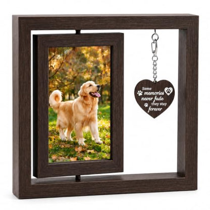 Pet Memorial Gift for Dog, Rotating Wooden Picture Frame 4x6 Photo | Dog Memorial Gifts for Loss of Dog Sympathy Gift, Pet Loss Sympathy Gift, Bereavement Cat Memorial Gifts for Loss of Cat