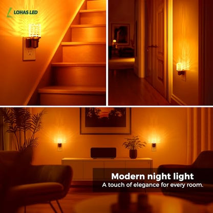 L LOHAS LED Night Light, 2 Pack Dimmable Night Lights Plug into Wall - color: Diamond-Amber, size: 2 Pack