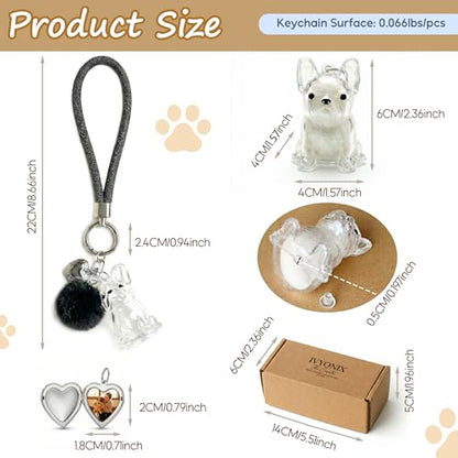 French Bulldog Dog Hair Collector Keychain, Frenchie Fur Keepsake - color: black